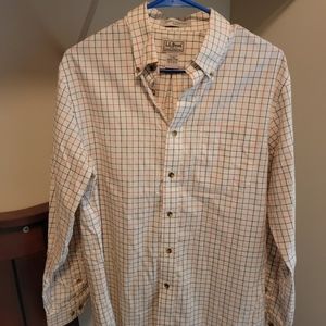 LL Bean Mens Medium Window Plaid Wrinkle Resistant Button Down Shirt